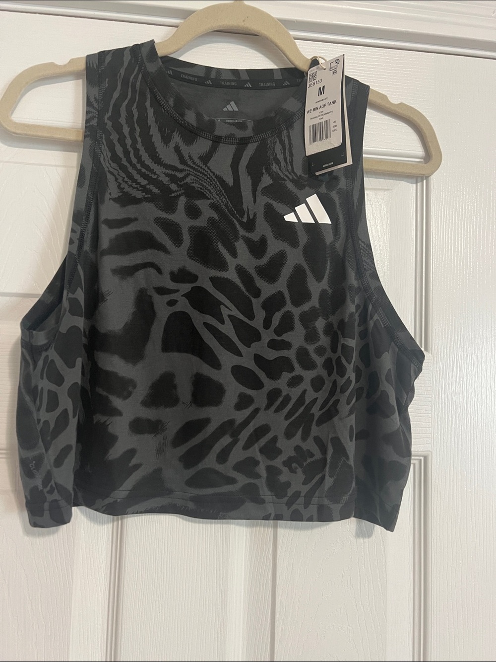 adidas Women's Black & Gray Printed Cropped Tank